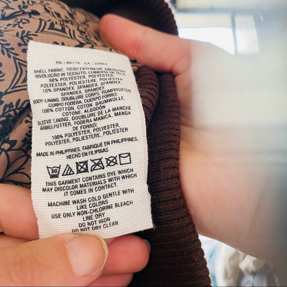 ANTHROPOLOGIE HEI HEI Brown Vegan Faux Leather Knit Cuff Bomber Jacket Coat XS - Picture 6 of 10